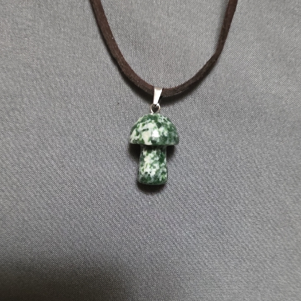 Green Mushroom Pendant Necklace
